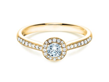 Anello di Fidanzamento Halo Petite in 18K oro giallo con diamanti 0,50ct G/SI