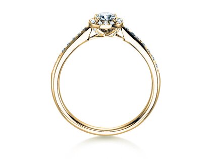 Anello di Fidanzamento Halo Petite in 18K oro giallo con diamanti 0,50ct G/SI