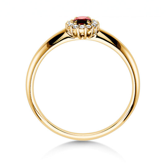 Anello di Fidanzamento Jolie in 9K oro giallo con rubino 0,25ct e diamanti 0,06ct