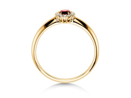Anello di Fidanzamento Jolie in 18K oro giallo con rubino 0,25ct e diamanti 0,06ct