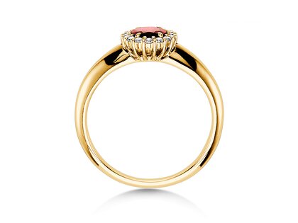 Anello di Fidanzamento Windsor in 14K oro giallo con rubino 0,60ct e diamanti 0,12ct