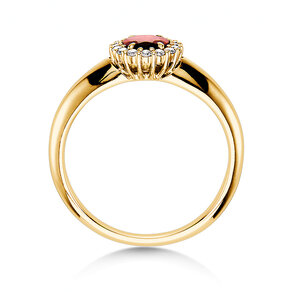 Anello di Fidanzamento Windsor in 14K oro giallo con rubino 0,60ct e diamanti 0,12ct