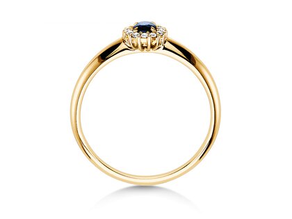 Anello di Fidanzamento Jolie in 14K oro giallo con zaffiro 0,25ct e diamanti 0,06ct