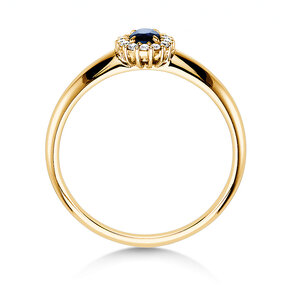 Anello di Fidanzamento Jolie in 14K oro giallo con zaffiro 0,25ct e diamanti 0,06ct