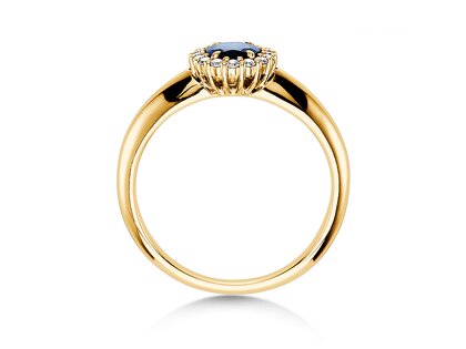 Anello di Fidanzamento Windsor in 14K oro giallo con zaffiro 0,60ct e diamanti 0,12ct