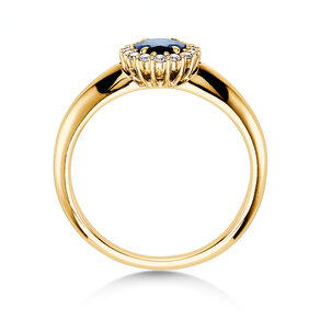 Anello di Fidanzamento Windsor in 14K oro giallo con zaffiro 0,60ct e diamanti 0,12ct