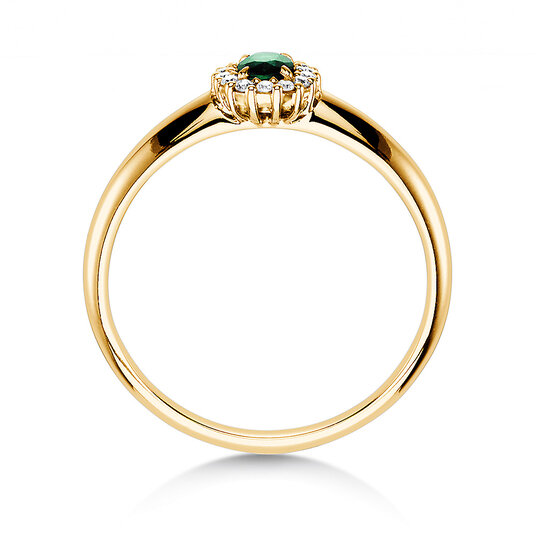 Anello di Fidanzamento Jolie in 9K oro giallo con smeraldo 0,25ct e diamanti 0,06ct