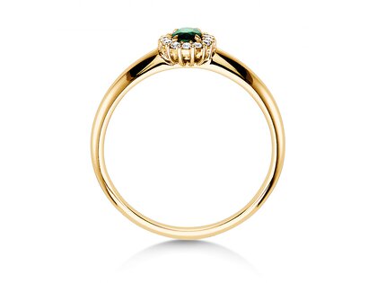Anello di Fidanzamento Jolie in 14K oro giallo con smeraldo 0,25ct e diamanti 0,06ct