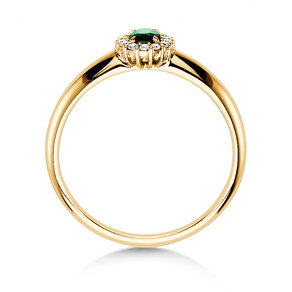 Anello di Fidanzamento Jolie in 14K oro giallo con smeraldo 0,25ct e diamanti 0,06ct