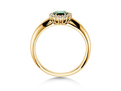 Anello di Fidanzamento Windsor in 9K oro giallo con smeraldo 0,60ct e diamanti 0,12ct