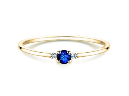 Anello di Fidanzamento Vivid Petite in 14K oro giallo con zaffiro 0,08ct e diamanti 0,02ct