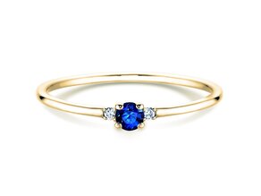 Anello di Fidanzamento Vivid Petite in 14K oro giallo con zaffiro 0,08ct e diamanti 0,02ct