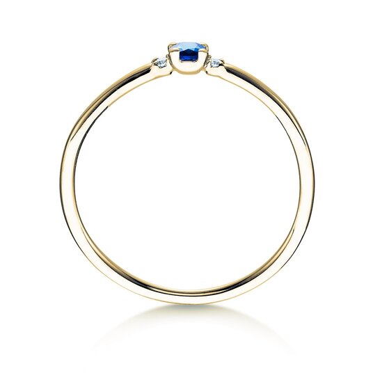 Anello di Fidanzamento  in 9K oro giallo con zaffiro 0,08ct e diamanti 0,02ct