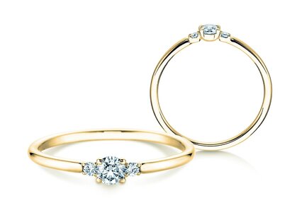 Anello di Fidanzamento Vivid Petite Diamond in 14K oro giallo con diamanti 0,20ct G/SI