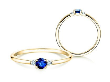 Anello di Fidanzamento Vivid Petite in 14K oro giallo con zaffiro 0,16ct e diamanti 0,04ct