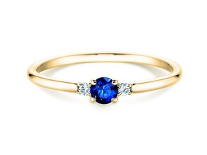 Anello di Fidanzamento Vivid Petite in 14K oro giallo con zaffiro 0,16ct e diamanti 0,04ct