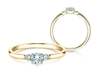 Anello di Fidanzamento  in 9K oro giallo con diamanti 0,30ct G/SI
