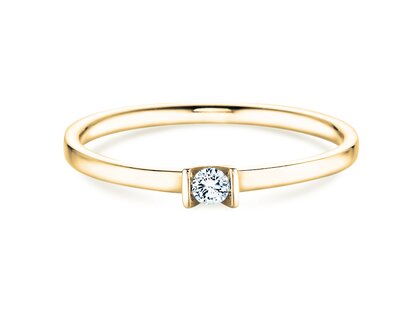 Anello di Fidanzamento Love in 14K oro giallo con diamante 0,07ct G/SI