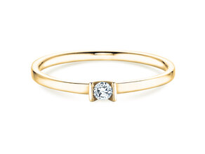 Anello di Fidanzamento Love in 14K oro giallo con diamante 0,07ct G/SI