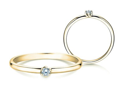 Anello di Fidanzamento Melody in 9K oro giallo con diamante 0,05ct H/SI