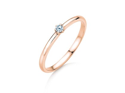 Anello di Fidanzamento Melody in 9K oro rosa con diamante 0,05ct H/SI