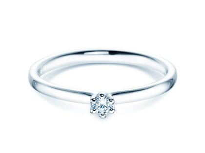 Anello di Fidanzamento Classic 6 in 14K oro bianco con diamante 0,05ct H/SI
