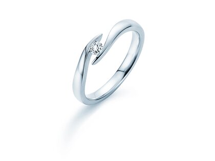 Anello di Fidanzamento Twist in argento 925/- con diamante 0,10ct G/VS