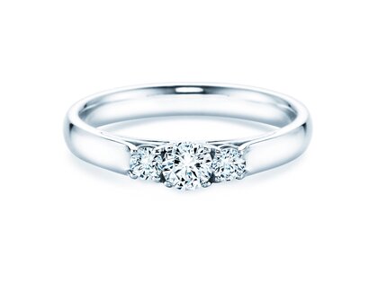 Anello di Fidanzamento 3 Stones in 14K oro bianco con diamanti 0,11ct G/SI