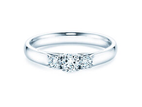 Anello di Fidanzamento 3 Stones in 14K oro bianco con diamanti 0,11ct G/SI