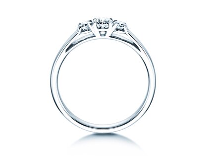Anello di Fidanzamento 3 Stones in 14K oro bianco con diamanti 0,11ct G/SI