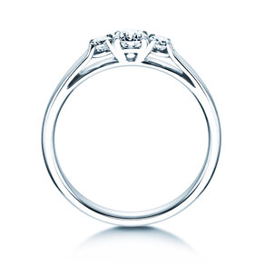 Anello di Fidanzamento 3 Stones in 14K oro bianco con diamanti 0,11ct G/SI