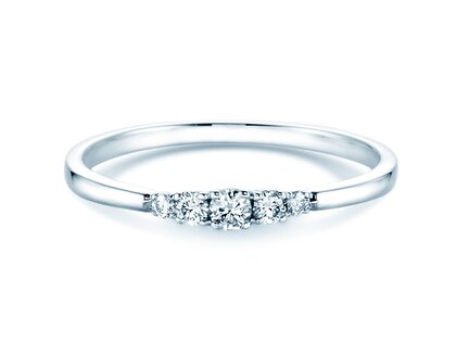 Anello di Fidanzamento 5 Diamonds in 14K oro bianco con diamanti 0,15ct G/SI