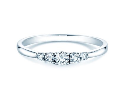 Anello di Fidanzamento 5 Diamonds in 18K oro bianco con diamanti 0,25ct G/SI
