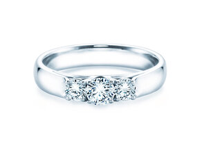 Anello di Fidanzamento 3 Stones in 14K oro bianco con diamanti 0,40ct G/SI
