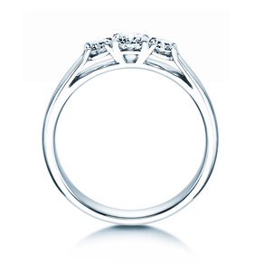 Anello di Fidanzamento 3 Stones in 14K oro bianco con diamanti 0,40ct G/SI