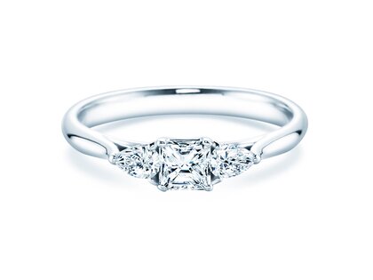 Anello di Fidanzamento Vivid Asscher in 14K oro bianco con diamanti 0,53ct G/SI