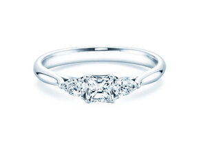 Anello di Fidanzamento Vivid Asscher in 14K oro bianco con diamanti 0,53ct G/SI