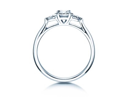 Anello di Fidanzamento Vivid Asscher in 14K oro bianco con diamanti 0,53ct G/SI