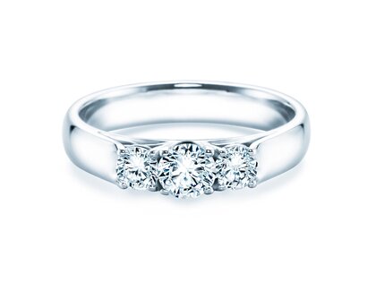 Anello di Fidanzamento 3 Stones in 18K oro bianco con diamanti 0,75ct G/SI