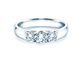 Anello di Fidanzamento 3 Stones in 18K oro bianco con diamanti 0,75ct G/SI