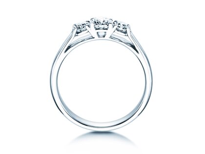 Anello di Fidanzamento 3 Stones in 18K oro bianco con diamanti 0,75ct G/SI