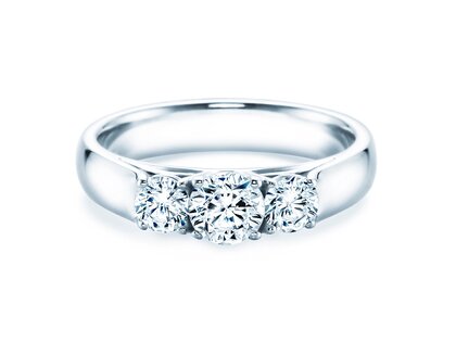 Anello di Fidanzamento 3 Stones in 18K oro bianco con diamanti 1,00ct G/SI