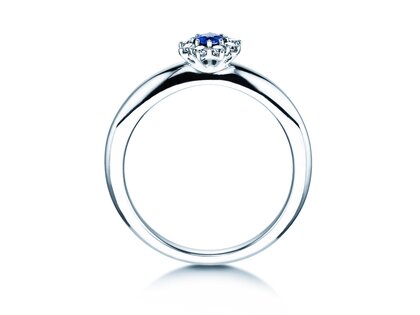 Anello di Fidanzamento Lovely in 14K oro bianco con zaffiro 0,25ct e diamanti 0,25ct