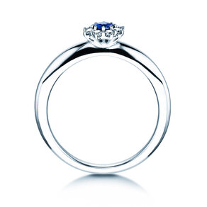 Anello di Fidanzamento Lovely in 14K oro bianco con zaffiro 0,25ct e diamanti 0,25ct