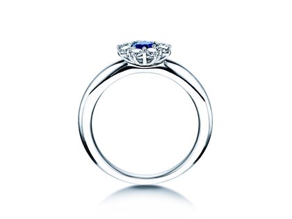 Anello di Fidanzamento Lovely in 14K oro bianco con zaffiro 0,33ct e diamanti 0,40ct