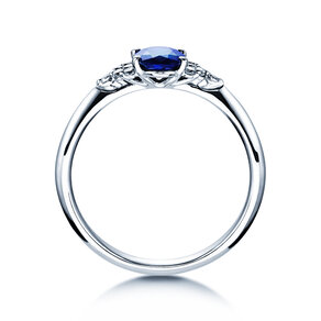 Anello di Fidanzamento Vivid in 14K oro bianco con zaffiro 1,00ct e diamanti 0,12ct