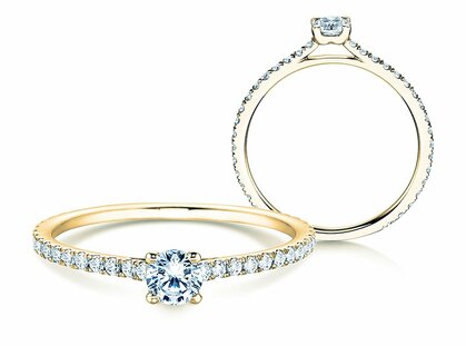 Anello di Fidanzamento Pure Diamond in 9K oro giallo con diamanti 0,49ct G/SI