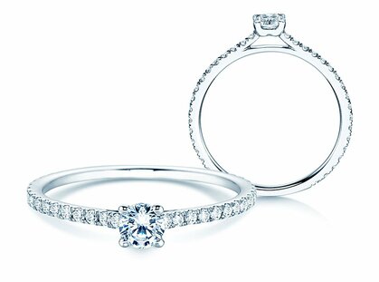 Anello di Fidanzamento Pure Diamond in 9K oro bianco con diamanti 0,49ct G/SI