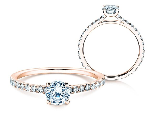 Anello di Fidanzamento Pure Diamond in 18K oro rosa con diamanti 0,92ct G/SI