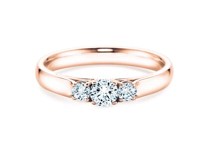 Anello di Fidanzamento 3 Stones in 14K oro rosa con diamanti 0,40ct G/SI